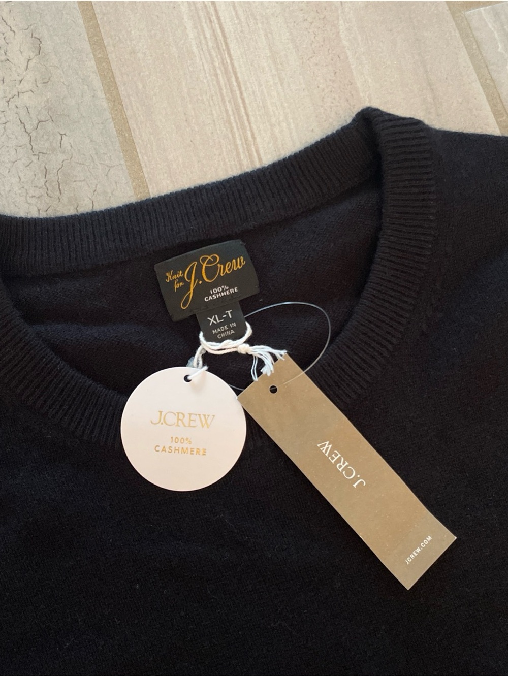 NWT J. CREW Cashmere Crewneck Sweater Black Men’s Size XL-T $158 Preppy - Picture 5 of 11